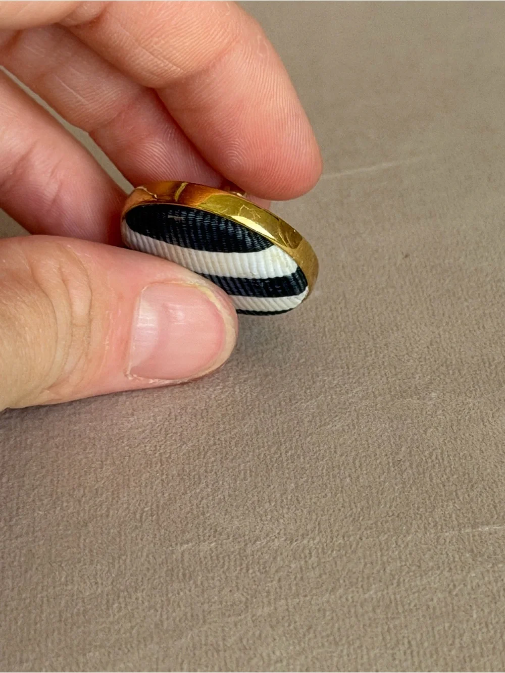 Kate Spade New York Cream Striped Grosgrain Round Statement Stud Earrings